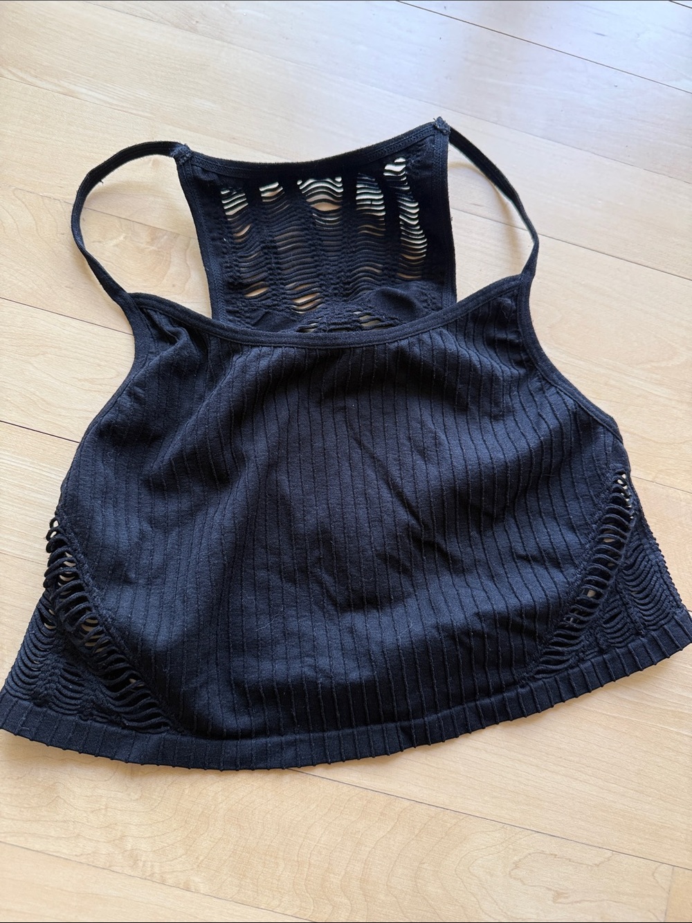 Express Black Ribbed Cutout Tank - Women's